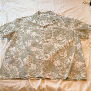 Men's Casual Button Down Shirt - Green Floral